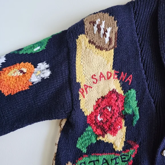 The Eagles Eye 1993 Hand Knit Rose Bowl Football Cardigan Sweater Size Small